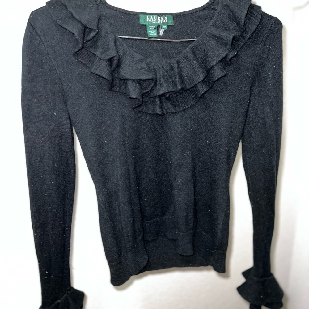 Ralph Lauren 86% Silk/ 14%Cashmere Knit Cropped Sweater - Petites